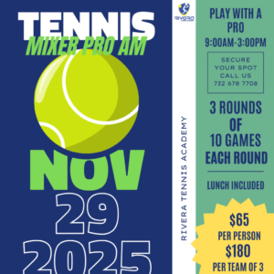 Rivera Tennis Academy Announces November 29 Tennis Mixer Pro-Am Tournament